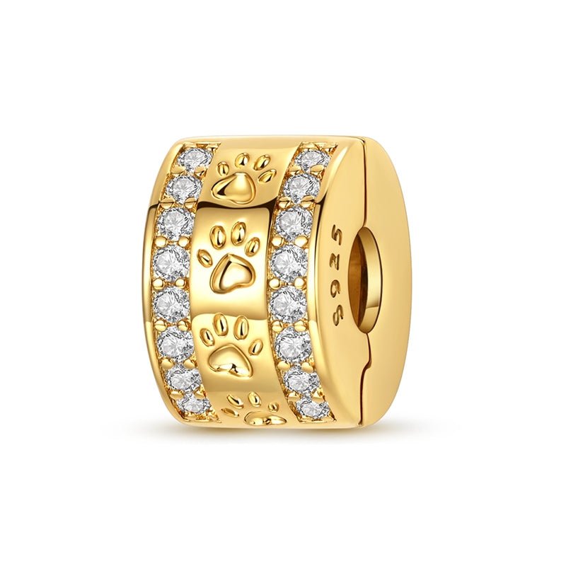 Paw Print Gold Clip Charm