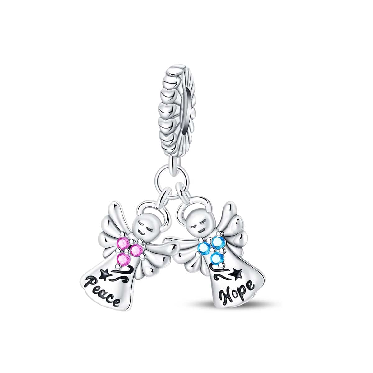 Peace & Hope Angels Double Dangle Charm