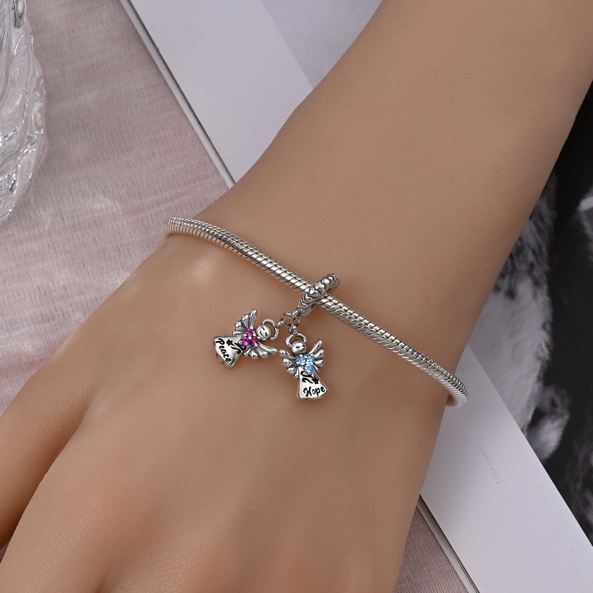 Peace & Hope Angels Double Dangle Charm