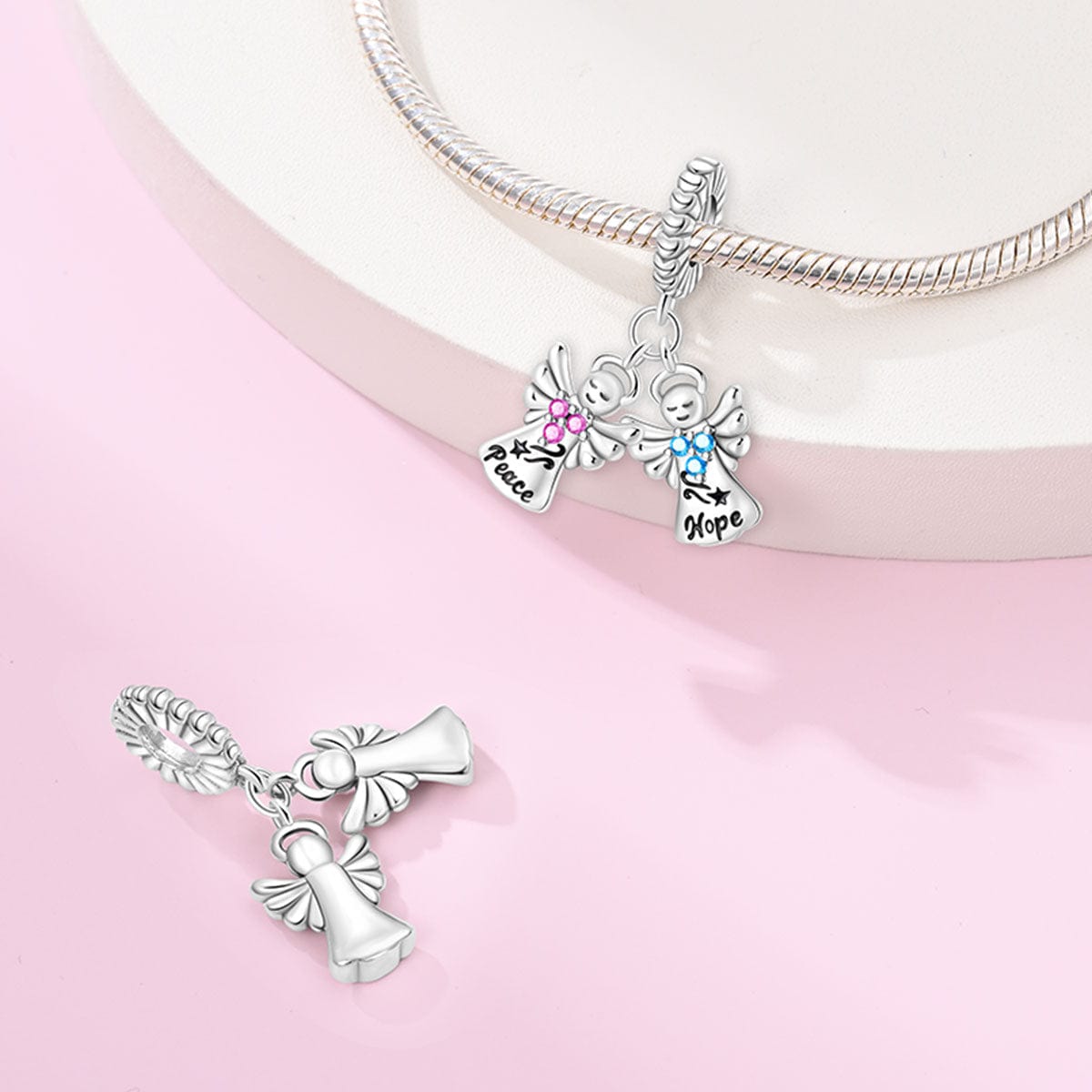 Peace & Hope Angels Double Dangle Charm