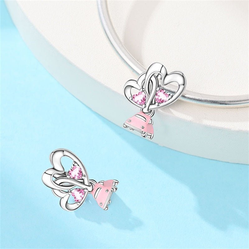 Pink Car with Heart Balloons Charm