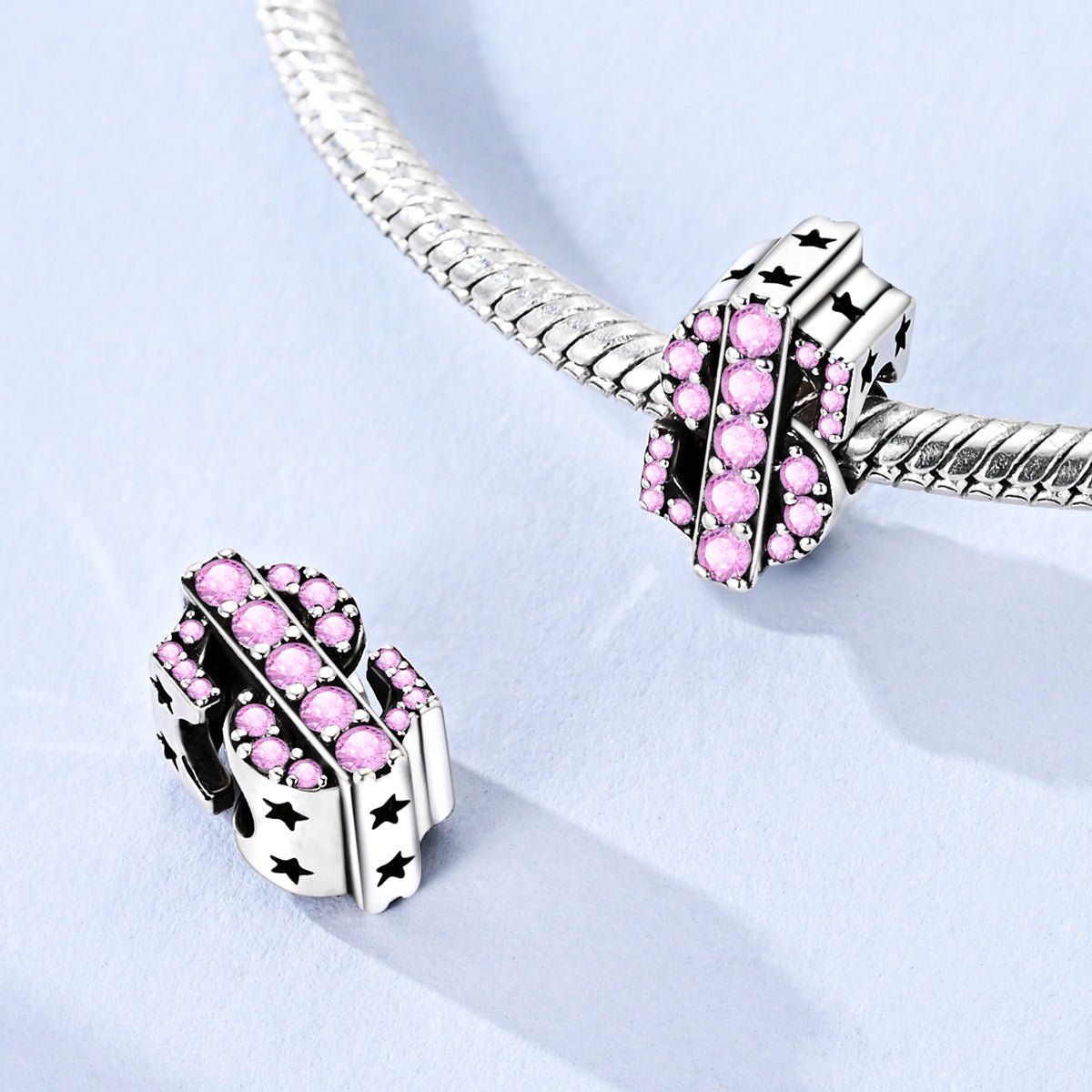 Pink Crystal Dollar Sign Charm