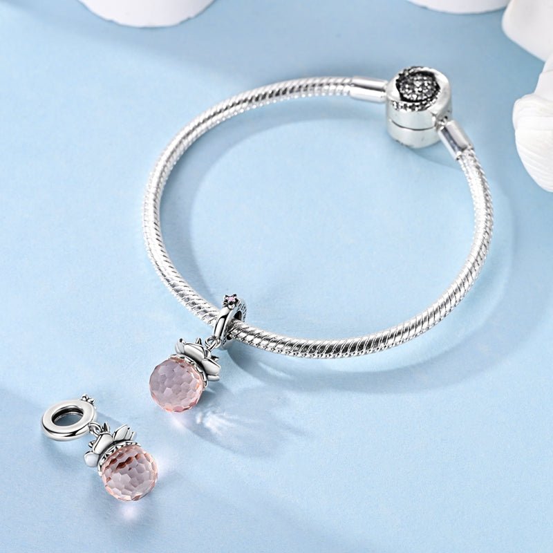 Pink Crystal Perfume Bottle Dangle Charm