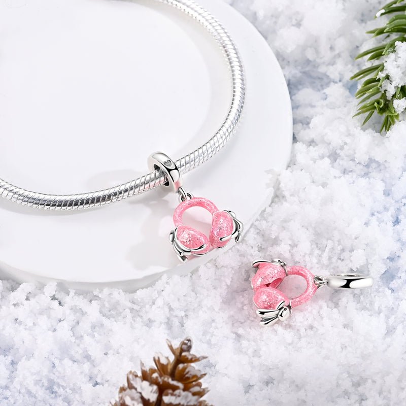 Pink Glitter Earmuffs Dangle Charm