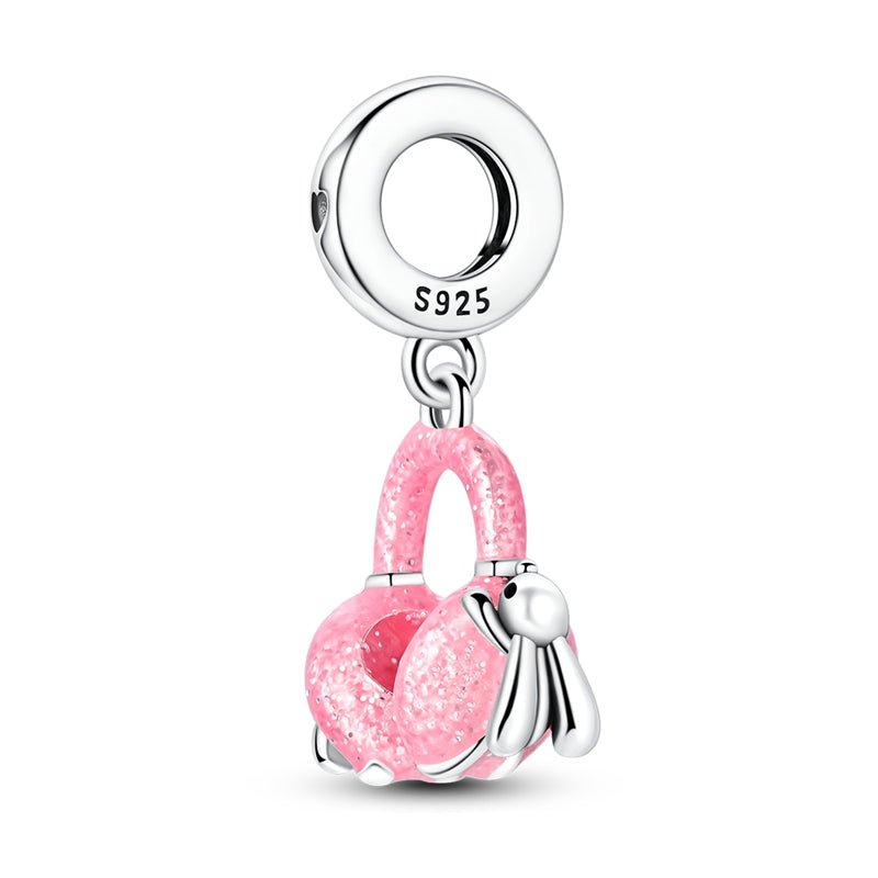 Pink Glitter Earmuffs Dangle Charm