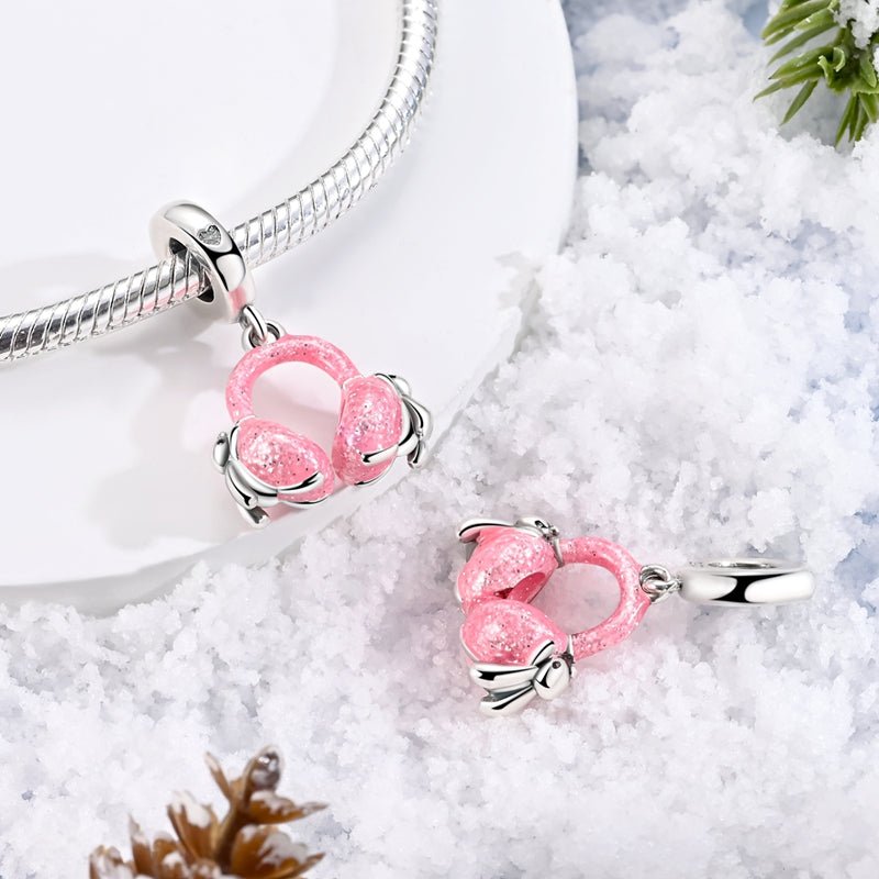Pink Glitter Earmuffs Dangle Charm