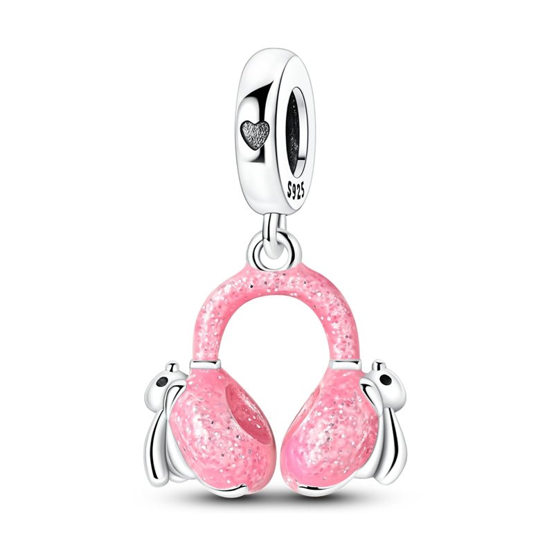 Pink Glitter Earmuffs Dangle Charm