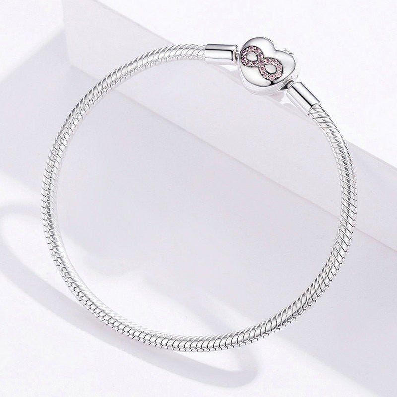 Pink Infinity Heart Clasp Charm Bracelet