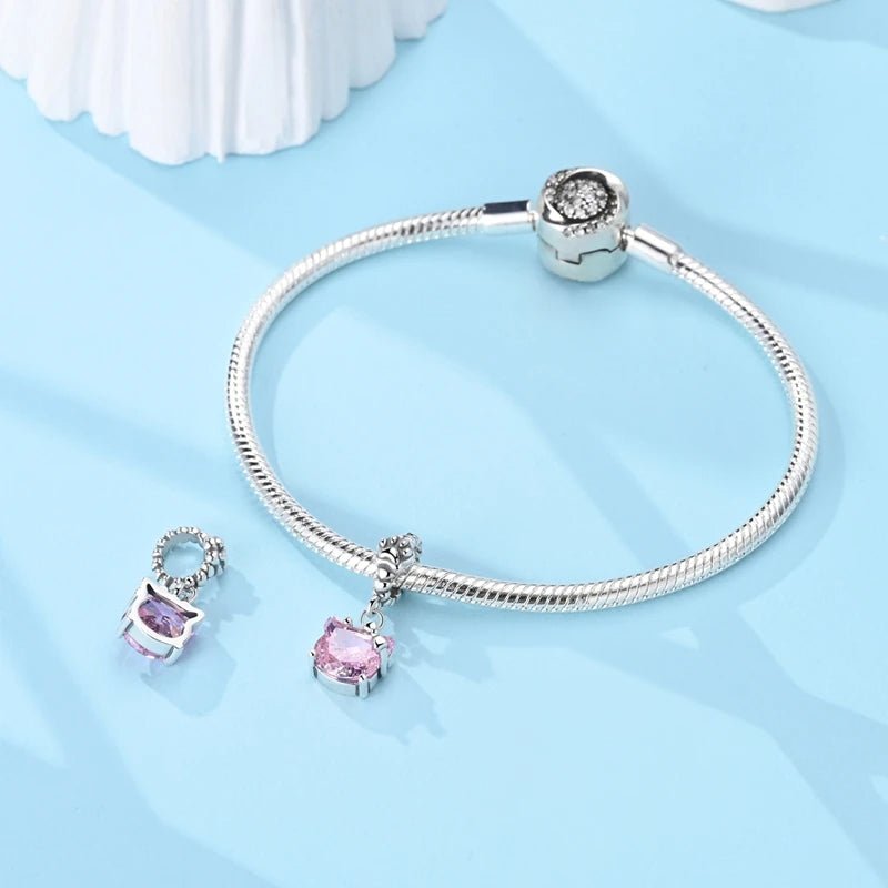 Pink Kitty with Paw Print Dangle Charm