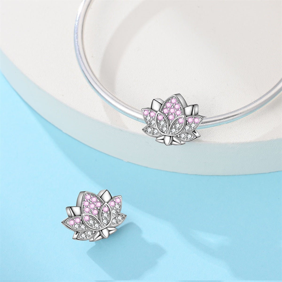 Pink Lotus Blossom Sparkle Charm