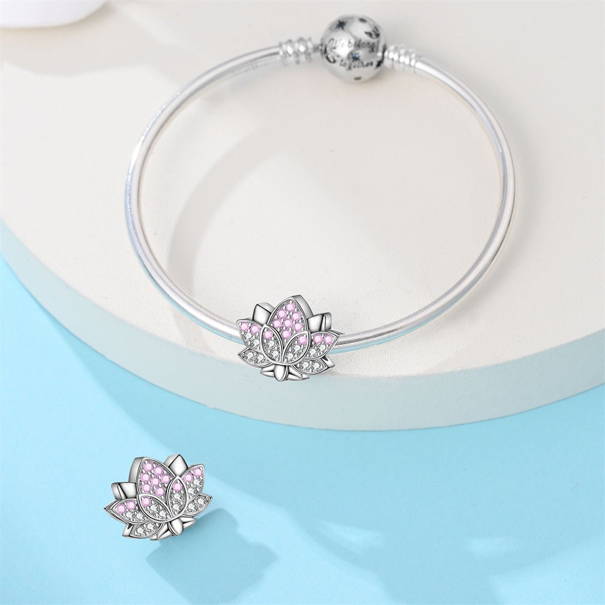 Pink Lotus Blossom Sparkle Charm