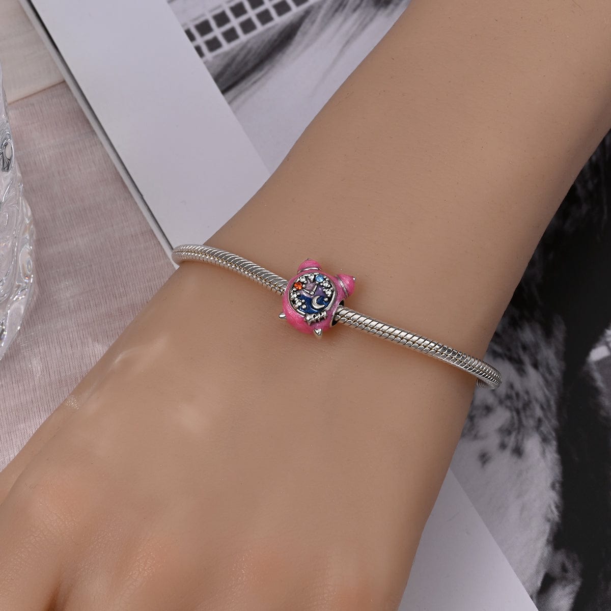 Pink Night Sky Clock Charm