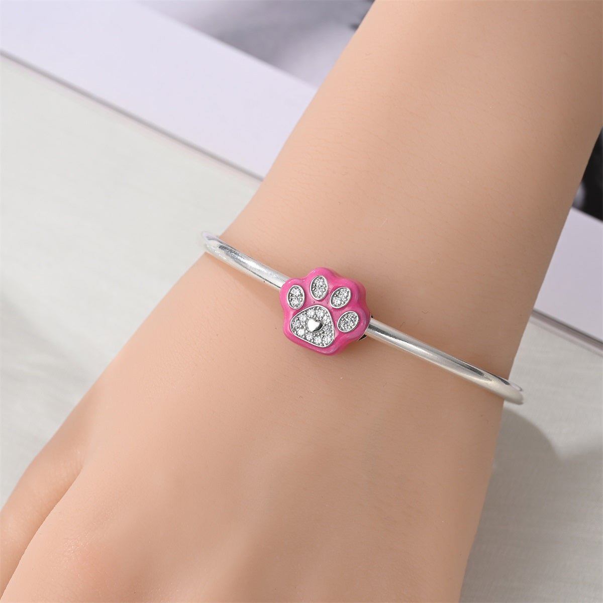 Pink Paw Print Sparkle Charm