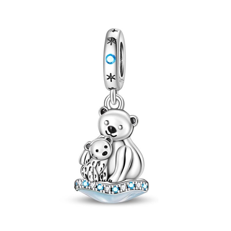 Polar Bear Family on Ice Dangle Charm