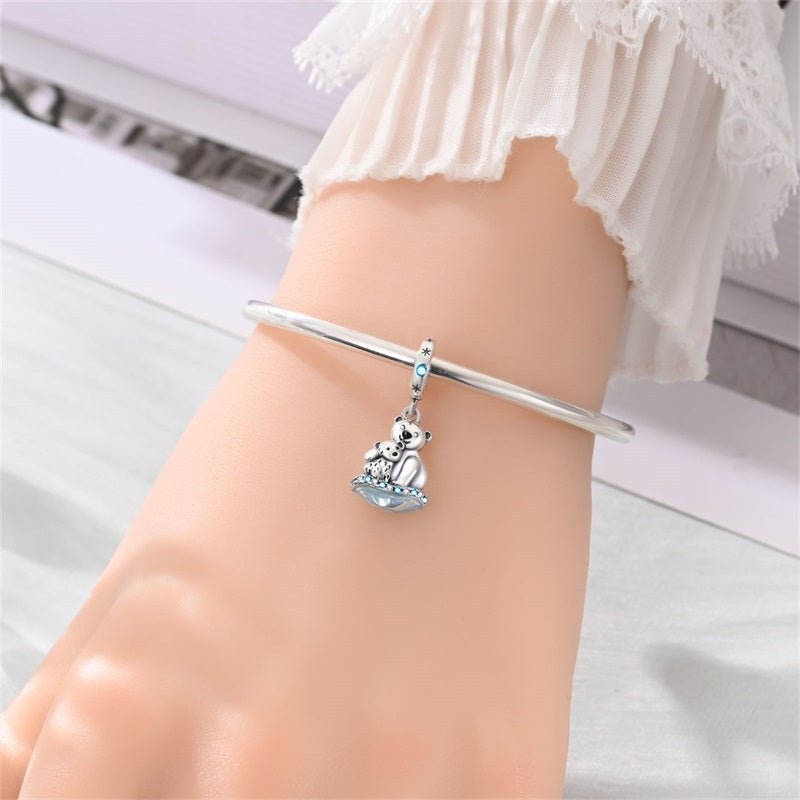 Polar Bear Family on Ice Dangle Charm