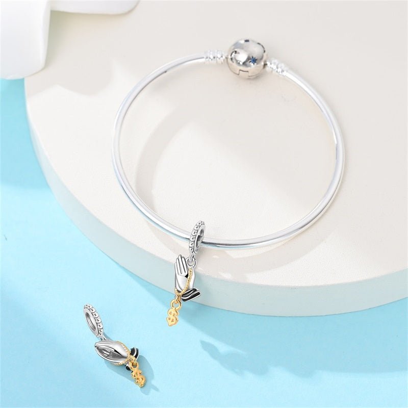 Praying Hands with Dollar Sign Dangle Charm