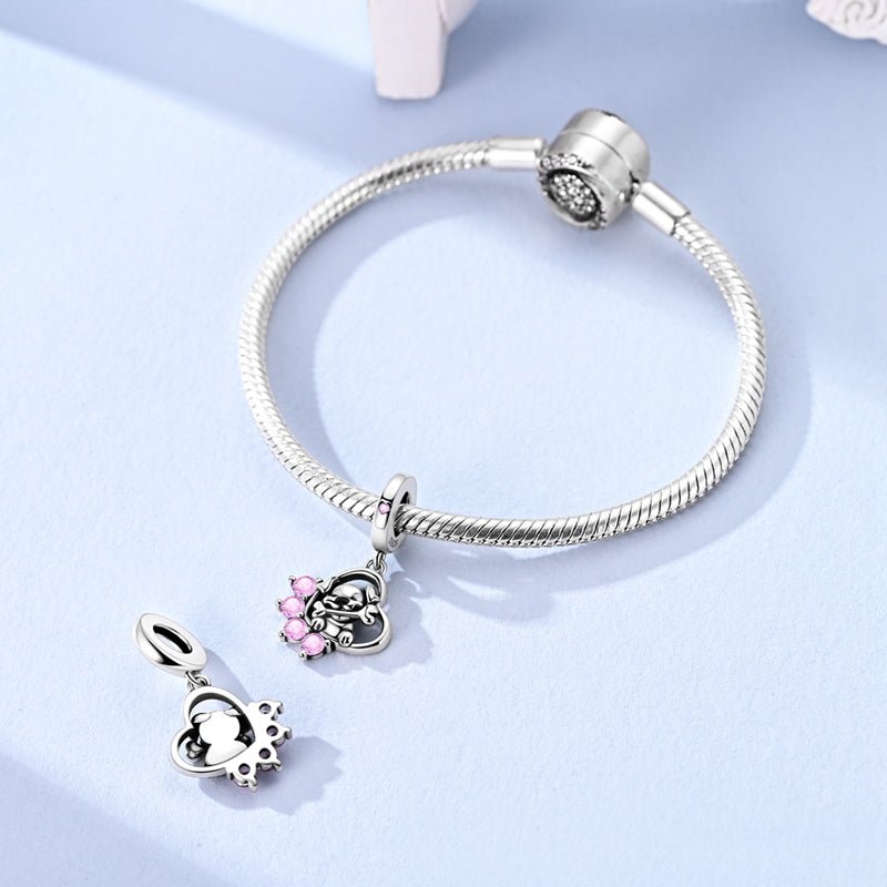 Puppy with Bone & Paw Heart Dangle Charm
