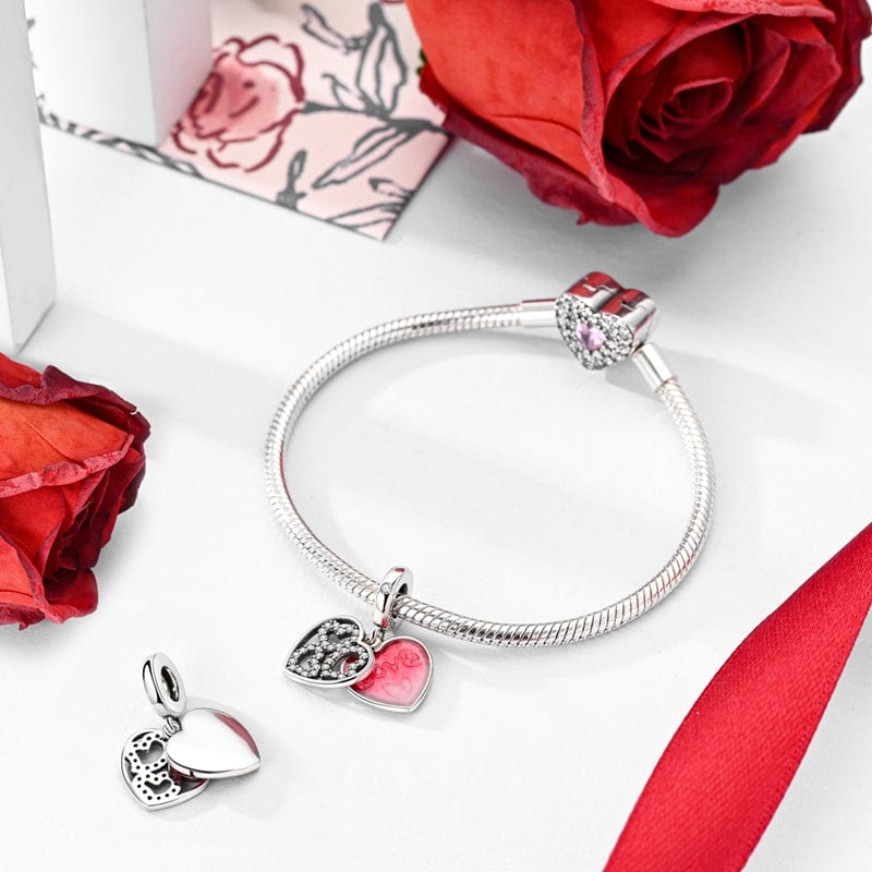 Romantic Rose Heart Charm