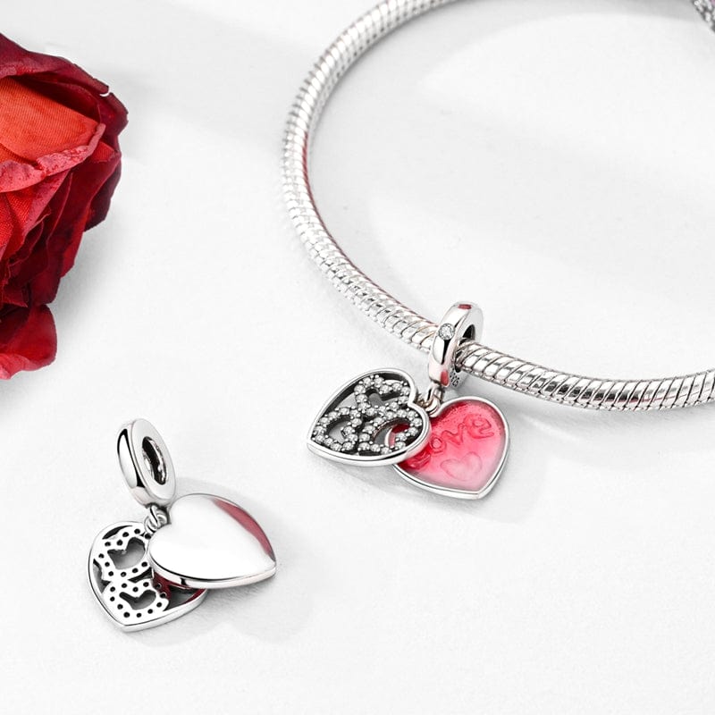 Romantic Rose Heart Charm