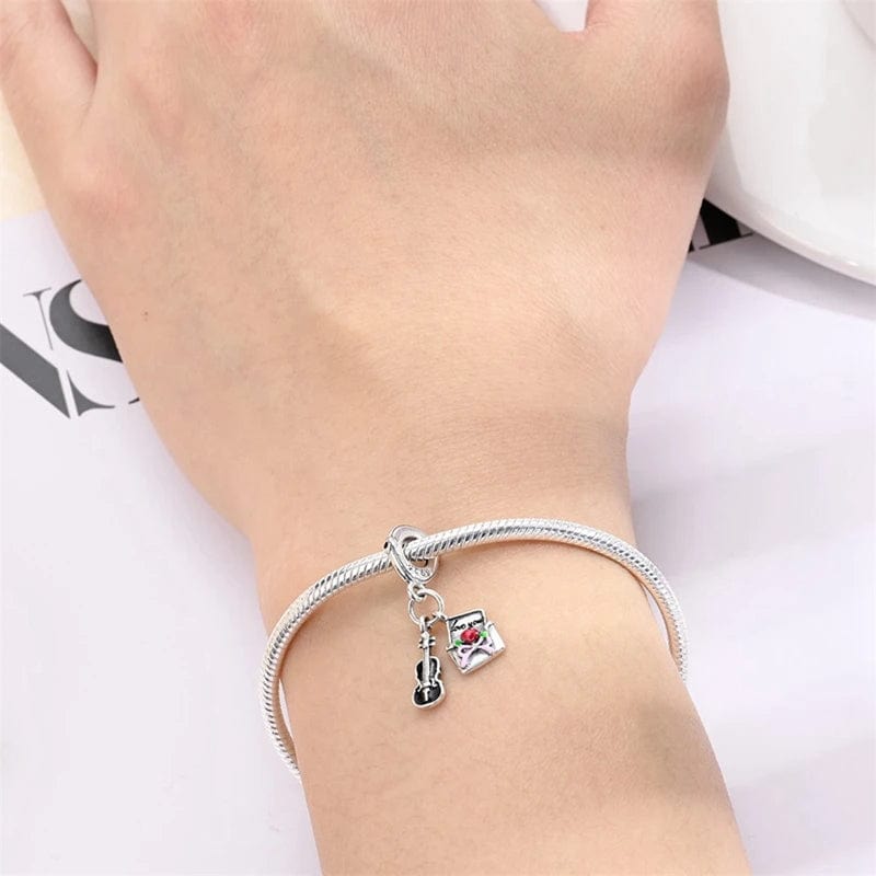 Romantic Serenade Violin and Rose Dangle Charm