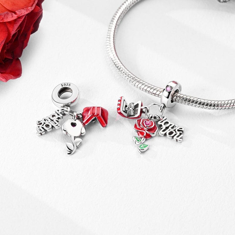 Rose & Love You Message Charm