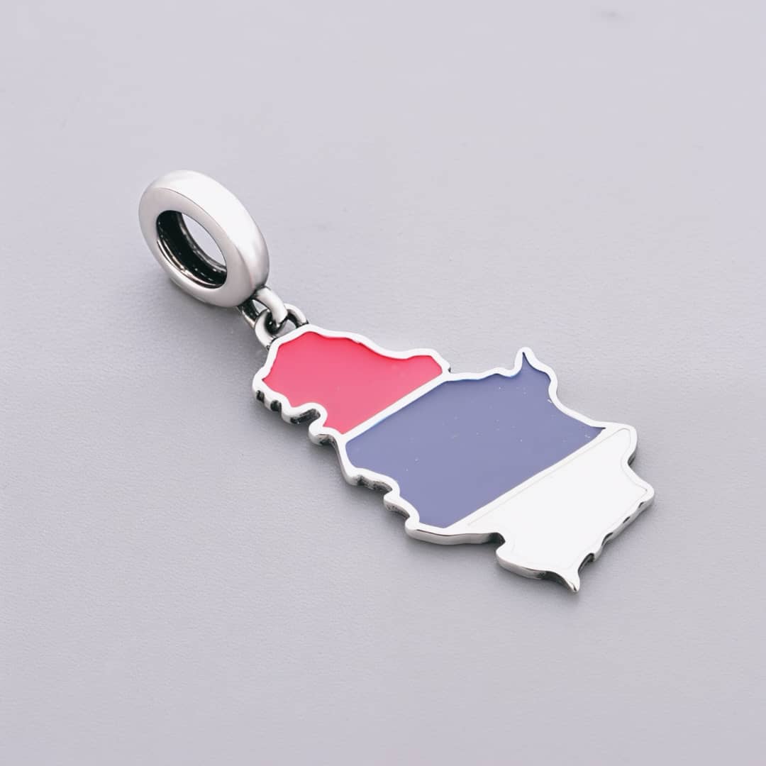 Serbia Map Flag Dangle Charm