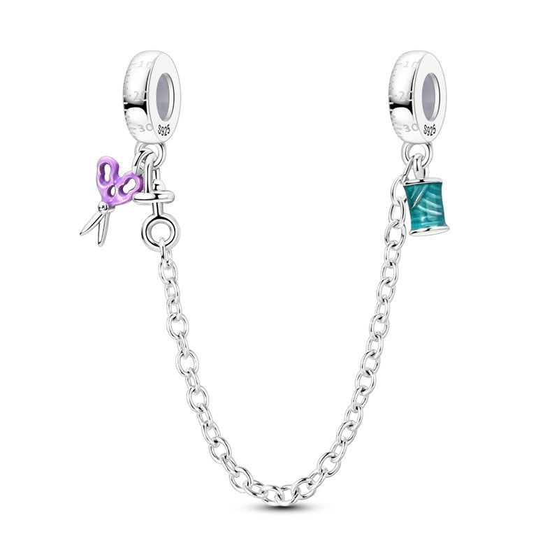 Sewing Scissors & Spool of Thread Safety Chain Charm
