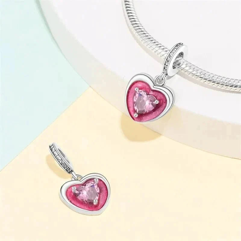 Shining Pink Heart Charm