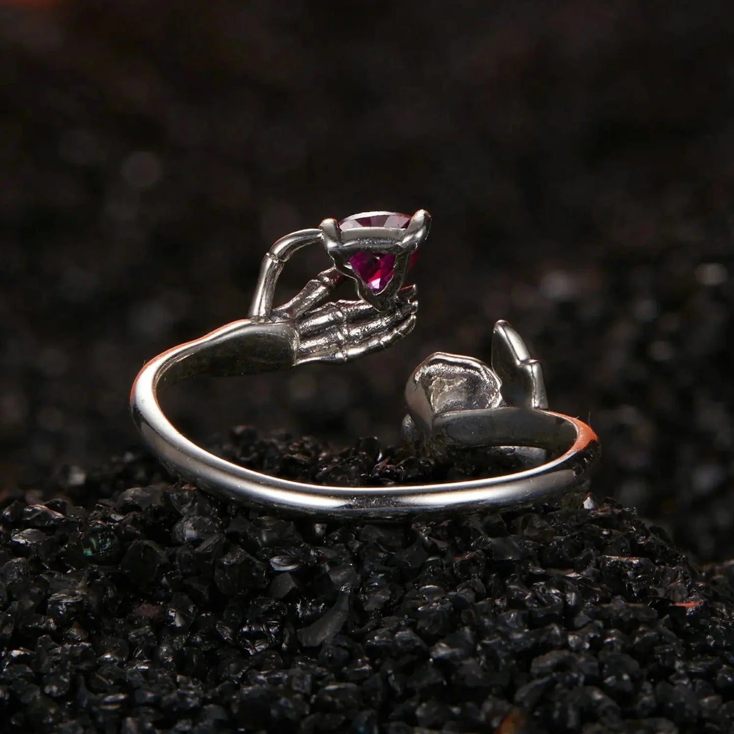 Skeleton Hand & Rose Ring