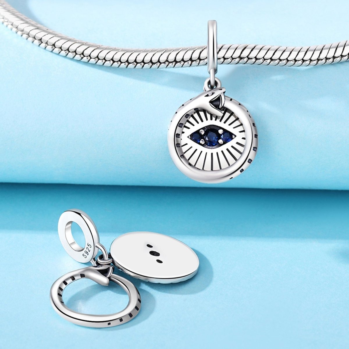 Snake with Evil Eye Protection Dangle Charm