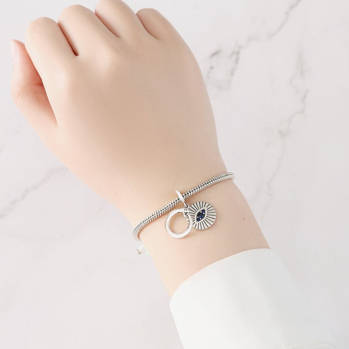 Snake with Evil Eye Protection Dangle Charm