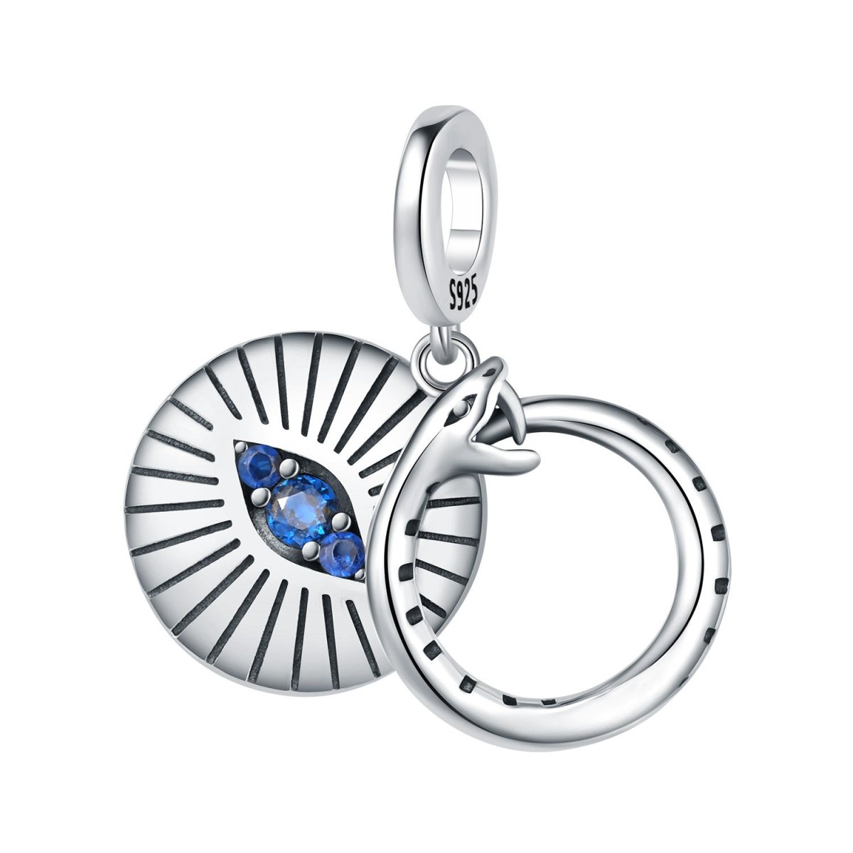 Snake with Evil Eye Protection Dangle Charm