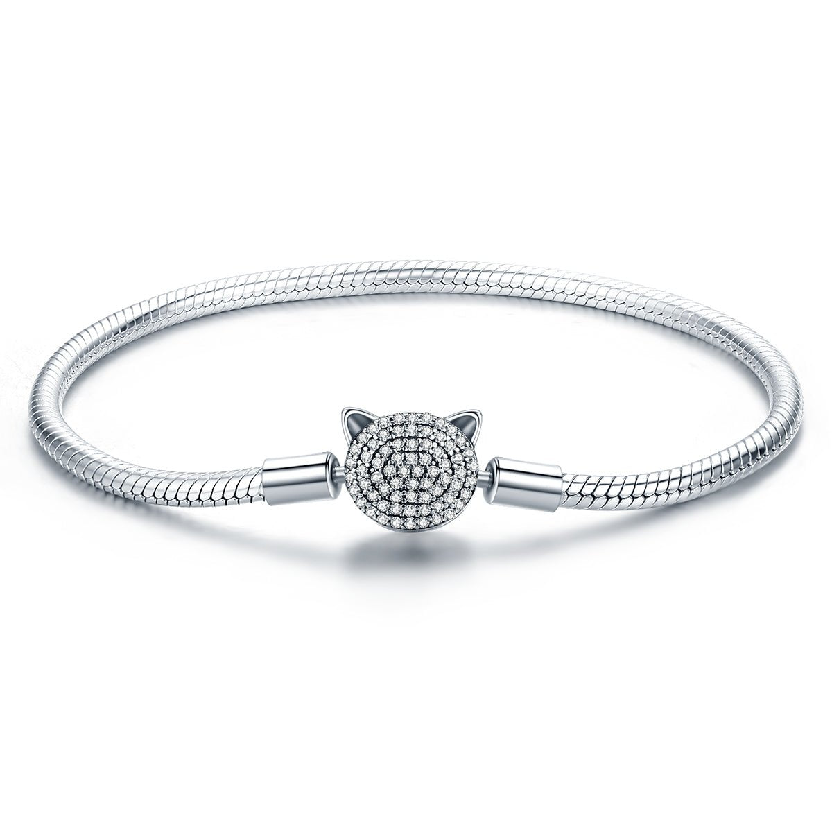 Sparkling Cat Clasp Charm Bracelet