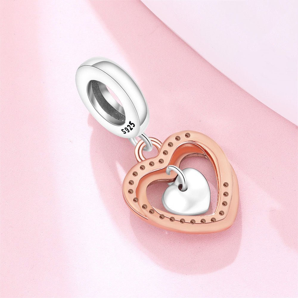Sparkling Double Heart Dangle Charm