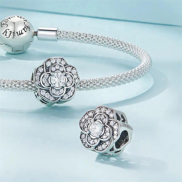 Sparkling Rose in Bloom Oversized Charm