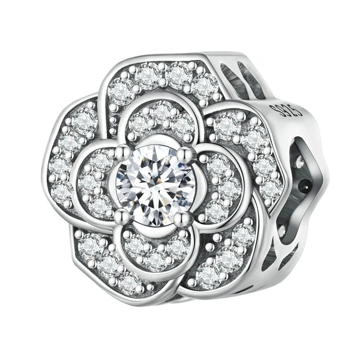 Sparkling Rose in Bloom Oversized Charm