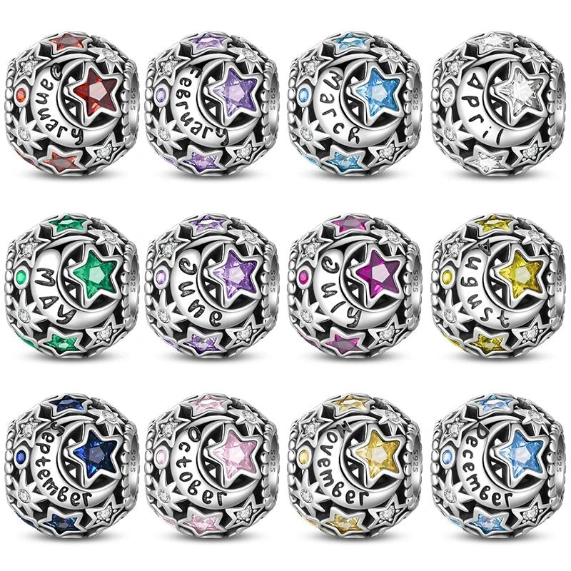 Star & Moon Birthstone Charm