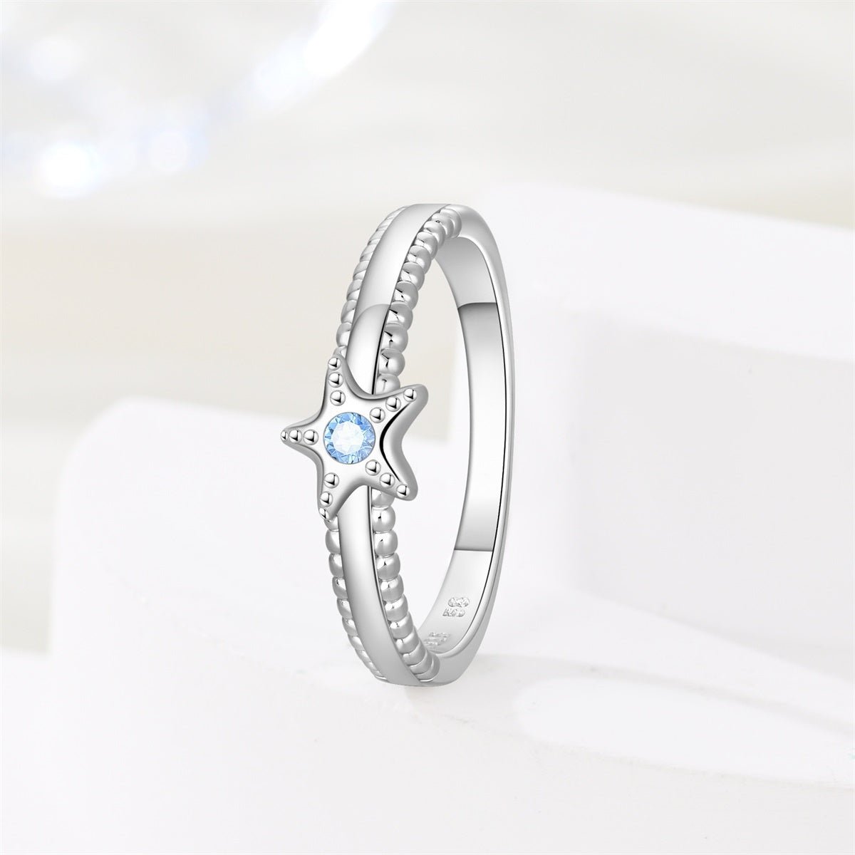 Starfish Beaded Band with Blue Crystal Accent
