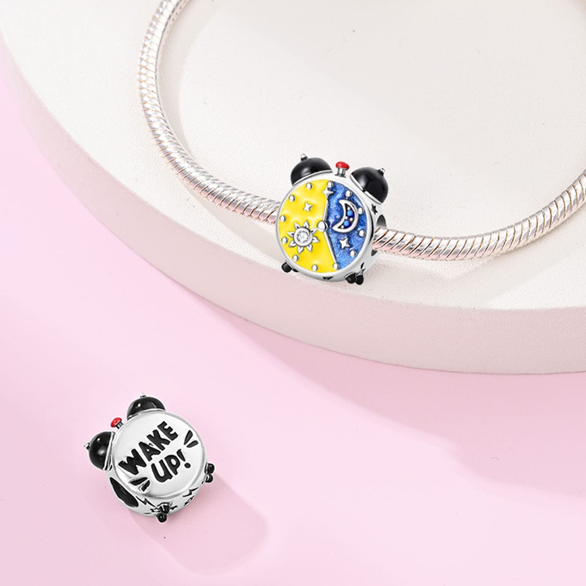 Sun & Moon Dual Time Alarm Clock Charm