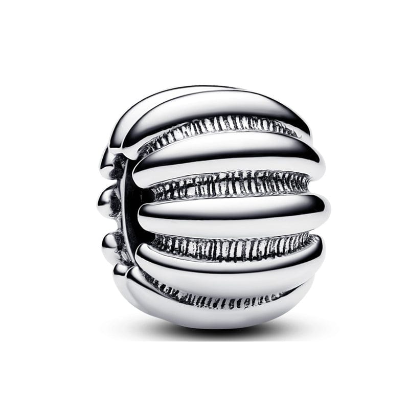 Textured Ribbed Elegance Silver Charm