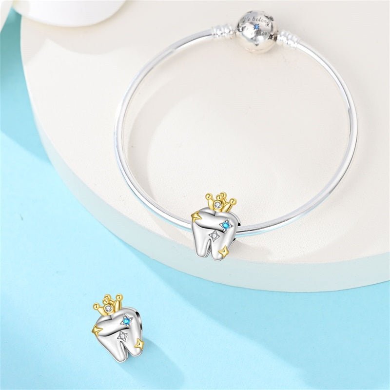 Tooth with Crown Charm