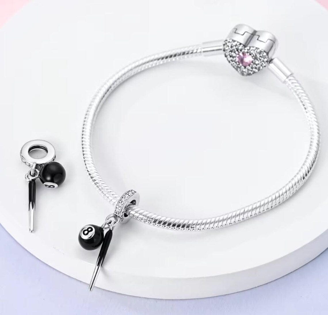 Billiard Eight Ball Dangle Charm