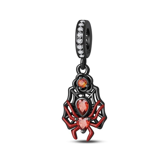 Black & Red Spider Web Dangle Charm