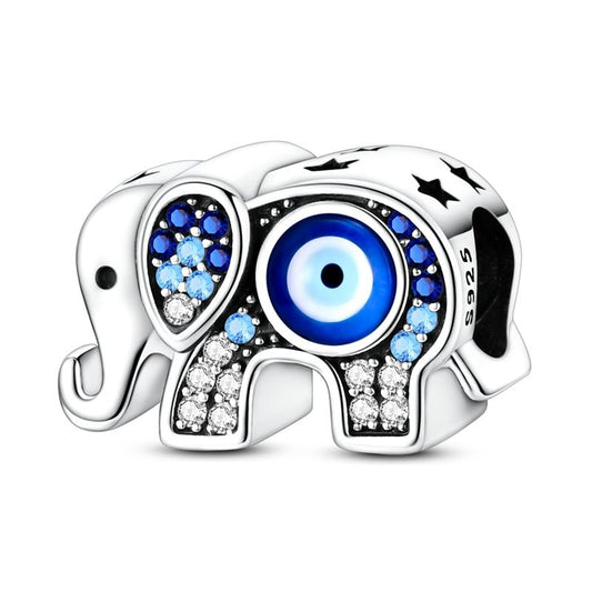 Blue Evil Eye Elephant Charm