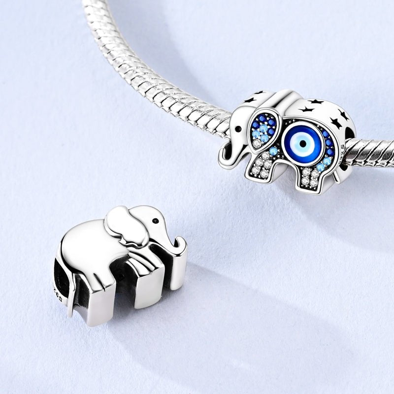Blue Evil Eye Elephant Charm