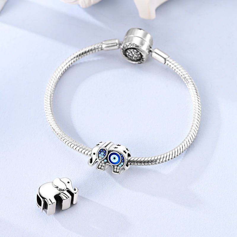 Blue Evil Eye Elephant Charm