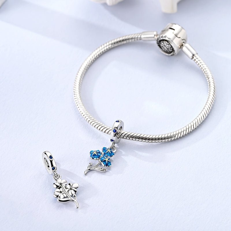 Blue Forget-Me-Not Flower Dangle Charm
