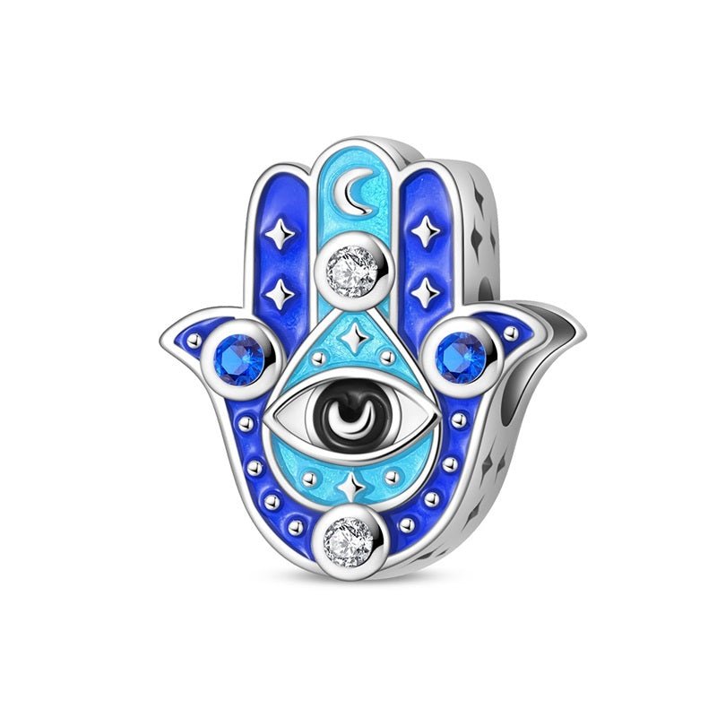 Blue Hamsa Hand with Evil Eye Charm