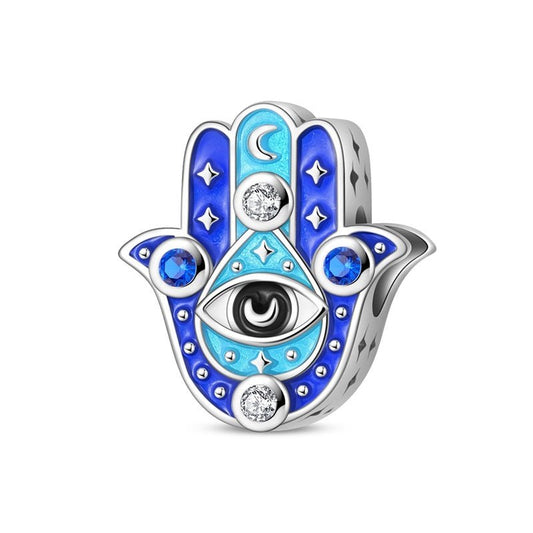 Blue Hamsa Hand with Evil Eye Charm