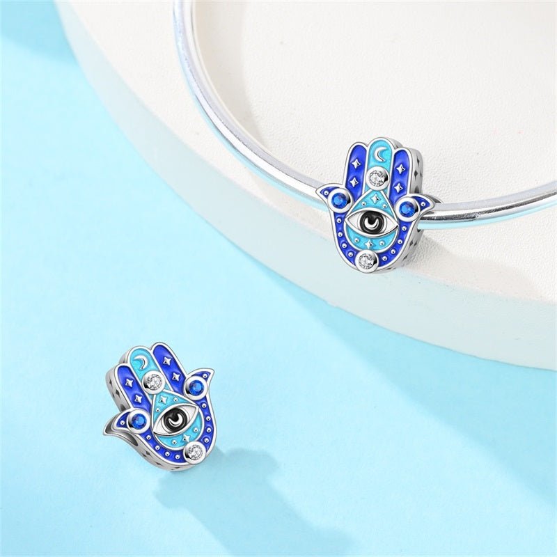 Blue Hamsa Hand with Evil Eye Charm